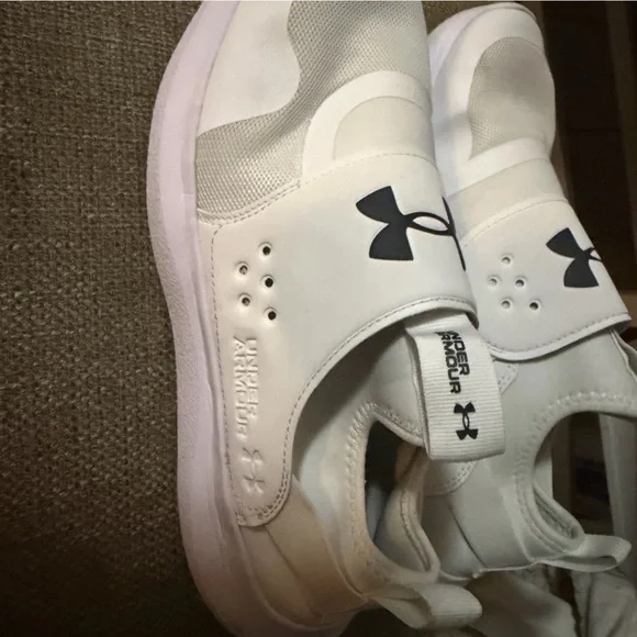 Under Armour White Slip-On Sneakers with Black Logo - Picture 2 of 4